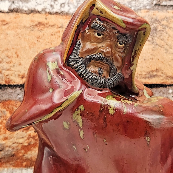 Shiwan Pottery Monk Figurine – 10.5" Tall, Vintage Chinese Glazed Sculpture - Picture 2 of 12